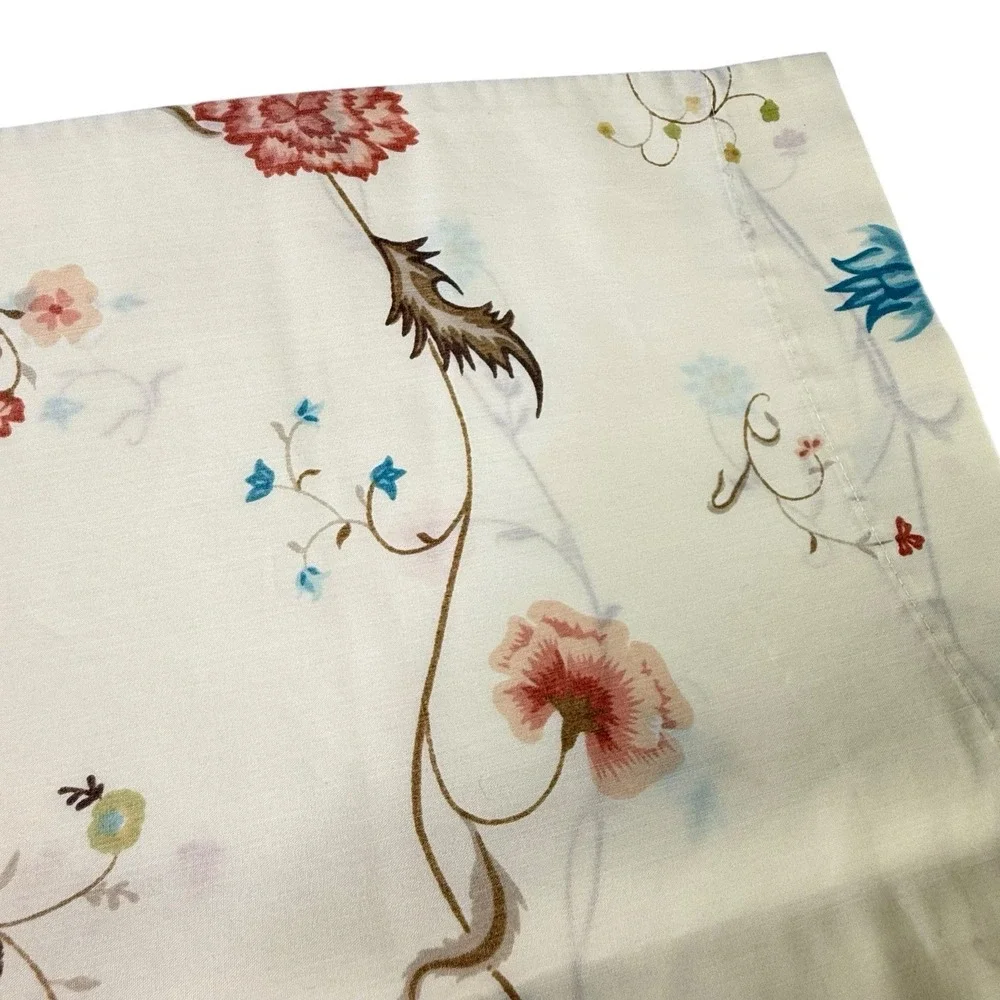 Pair Vintage JC Penney Folk Floral Pillowcases Standard No Iron Country Cottage